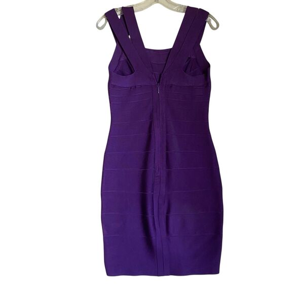 Vintage Harve Leger Mini Fitted Dress L Purple Bandage Sleeveless Y2K Sexy Party - Picture 2 of 10